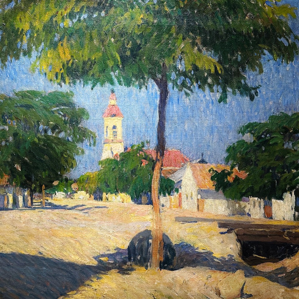 Дьюла Костоланьи-Канн — Улица в маленьком городе, 1920 (холст, масло)