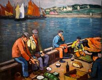 Эрнё Тибор — Завтрак на лодке, 1920 (холст, масло)