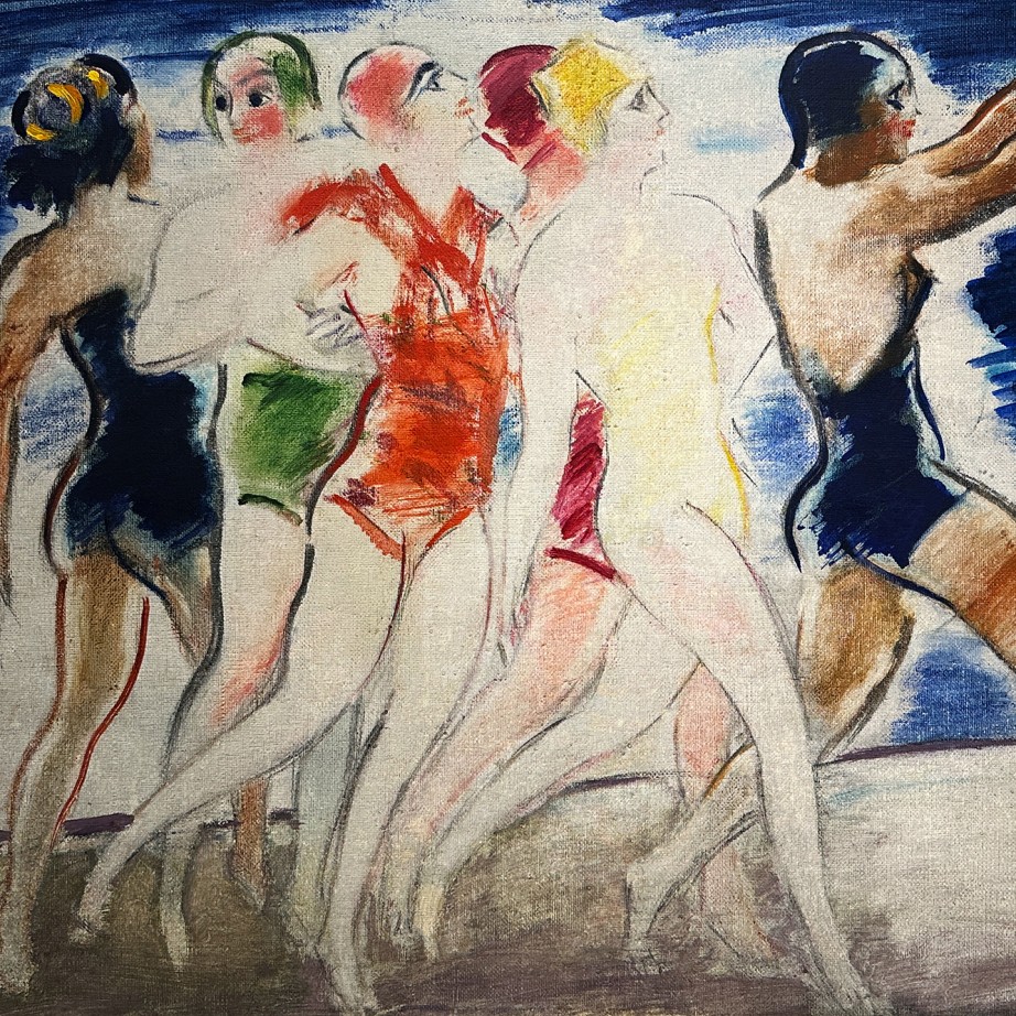 Янош Васари — Игра в мяч на берегу моря, 1910 (смешанная техника)