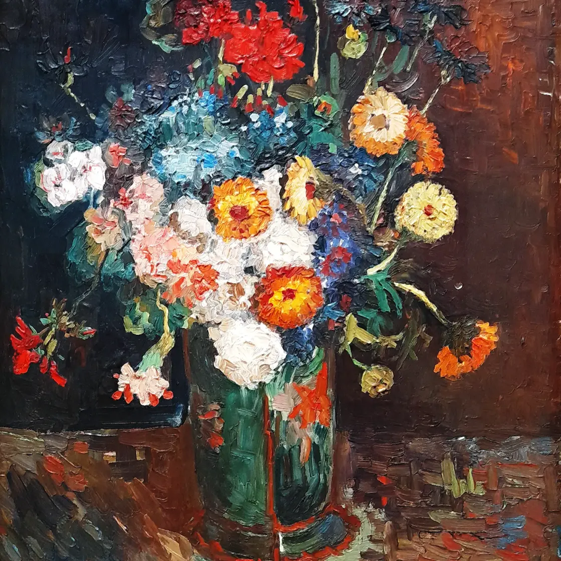 Винсент ван Гог — Ваза с циниями и геранью, 1886 (холст, масло)
