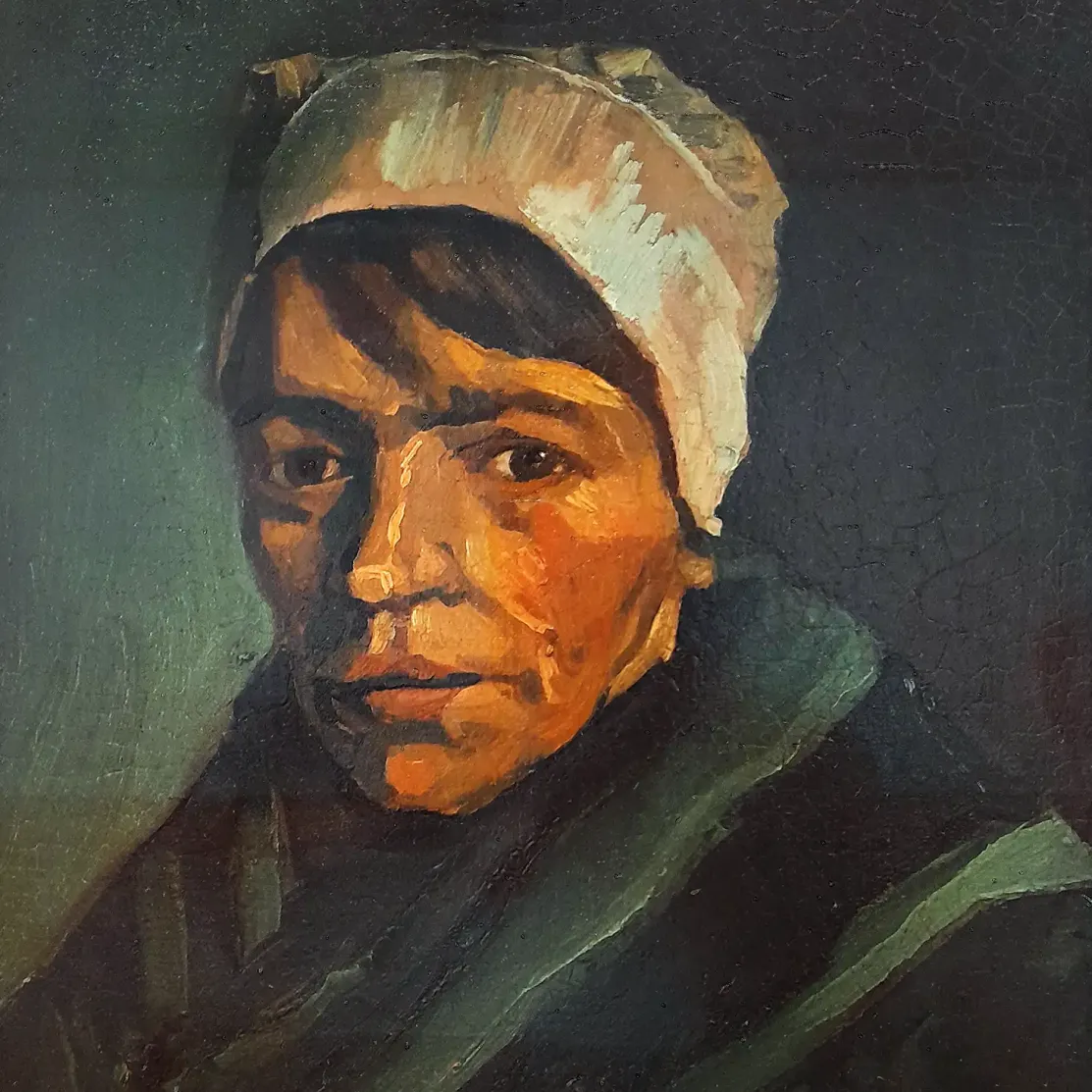 Винсент ван Гог — Голова женщины в белом чепце, 1885 (холст, масло)