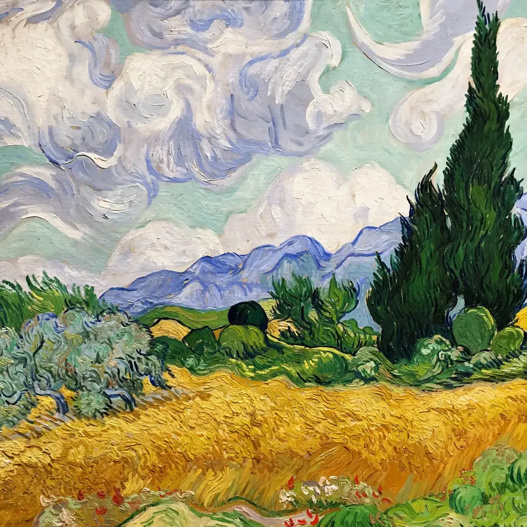 Винсент ван Гог — Пшеничное поле с кипарисами,1889 (холст, масло)