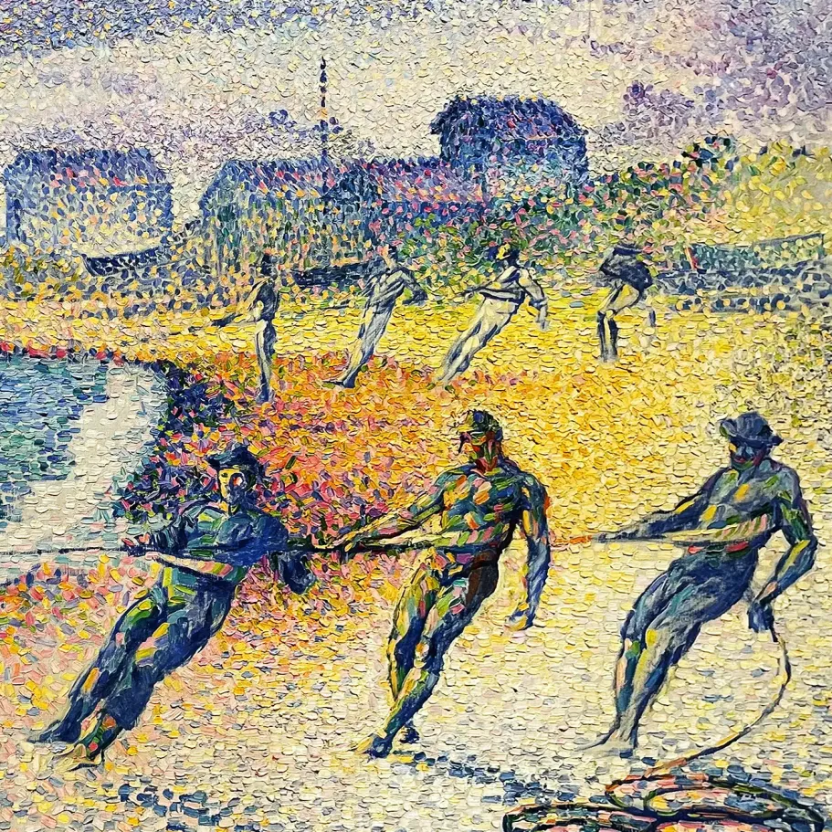 Анри-Эдмон Кросс — Вытягивание сетей, около 1899 (холст, масло)