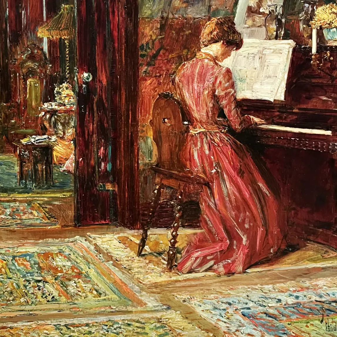 Чайлд Хассам — За фортепиано, 1905–1915 (масло на дереве)