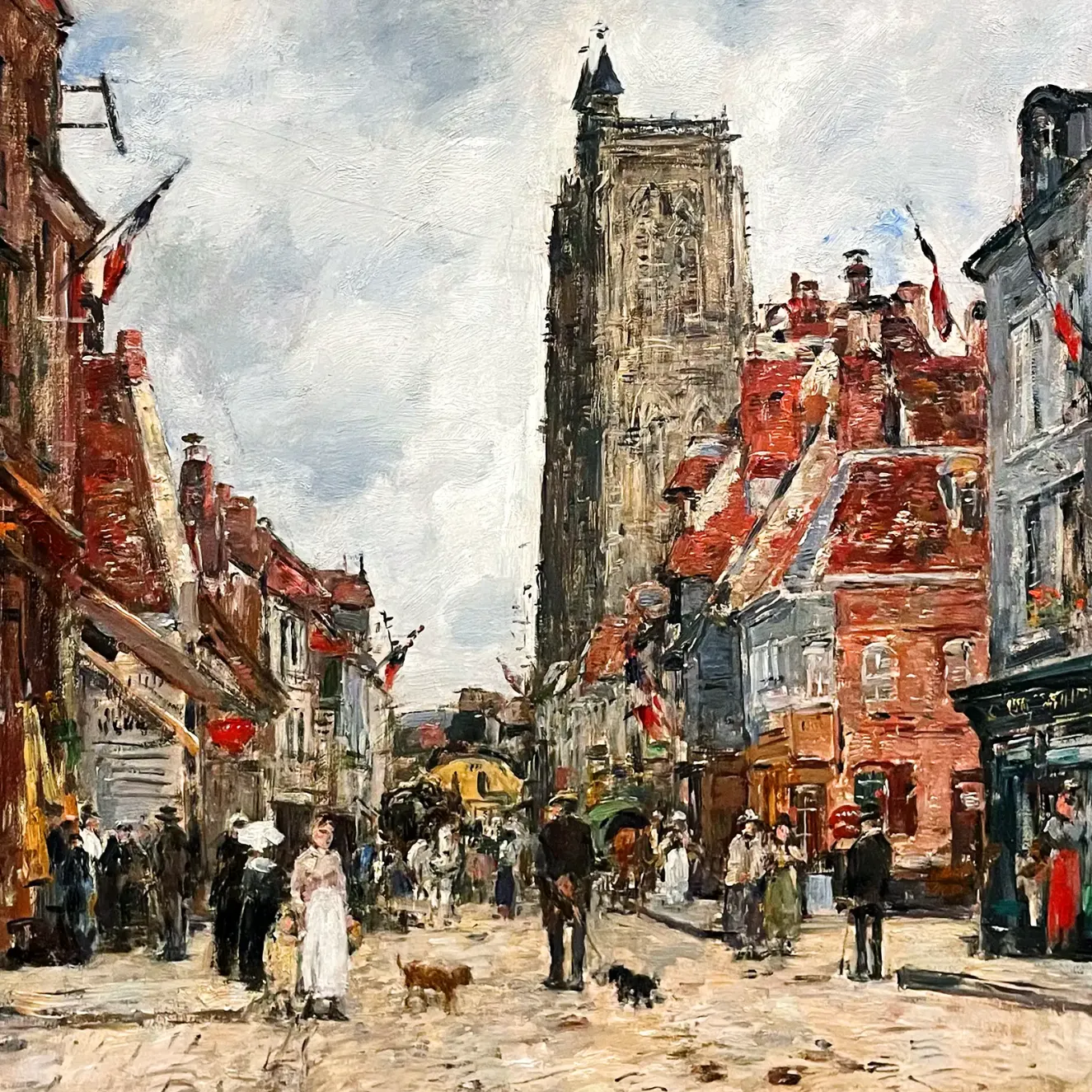 Эжен Буден — Абвиль. Улица и церковь Сен-Вюльфран, 1894 (холст, дерево)