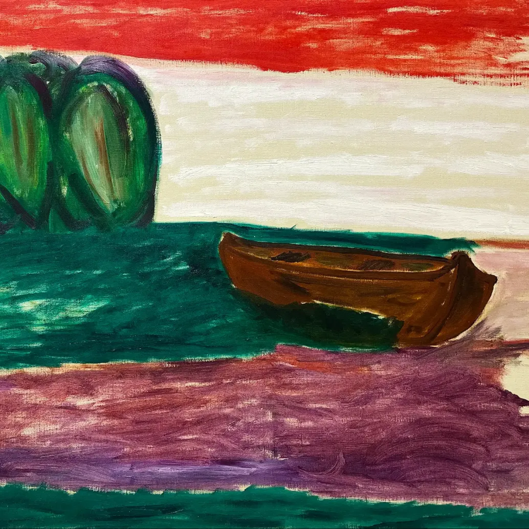 Геннадий Устюгов -- Одинокая лодка, 1998 (холст, масло)