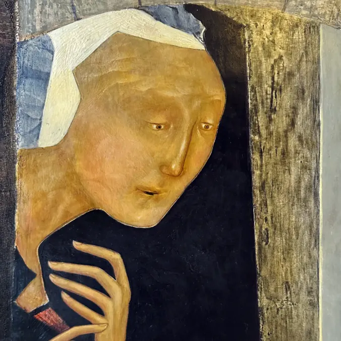 Герасим Антарин — Девочка и мышь (темпера и масло на дереве)