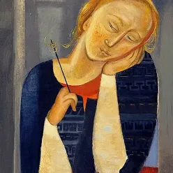 Герасим Антарин — Зима. В ожидании (масло на фанере)