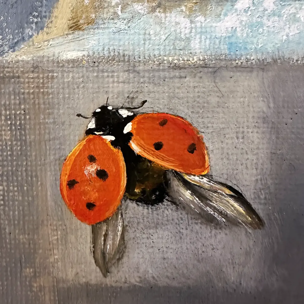 Герасим Антарин — Зима. В ожидании, фрагмент (масло на фанере)