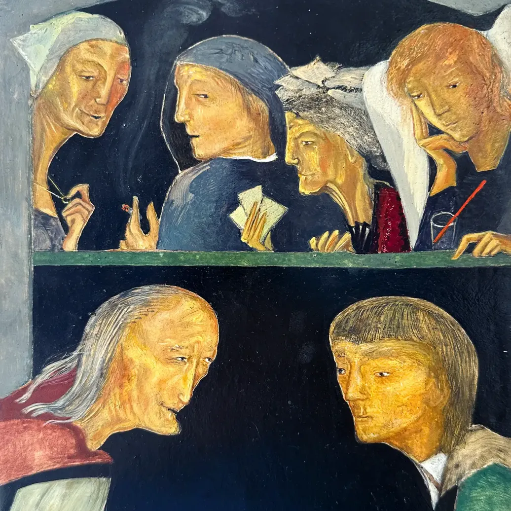 Герасим Антарин — Клуб игроков, триптих (темпера и масло на дереве)