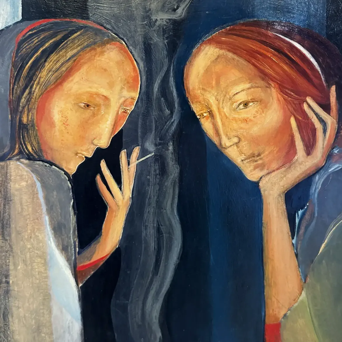 Герасим Антарин — Ночной разговор о войне (масло и темпера по дереву)