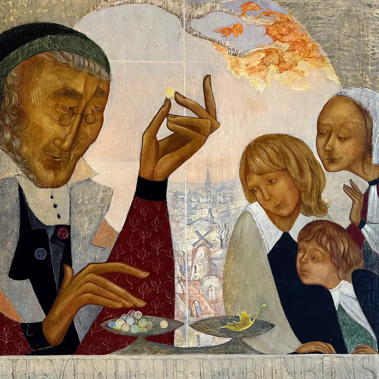 Герасим Антарин — Продавец сладостей (масло на фанере)