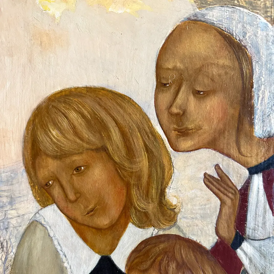 Герасим Антарин — Продавец сладостей, фрагмент (масло на фанере)