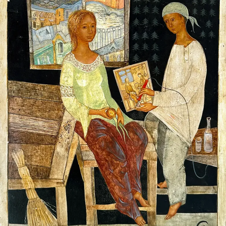 Герасим Антарин — Студия художника (темпера и масло на дереве)