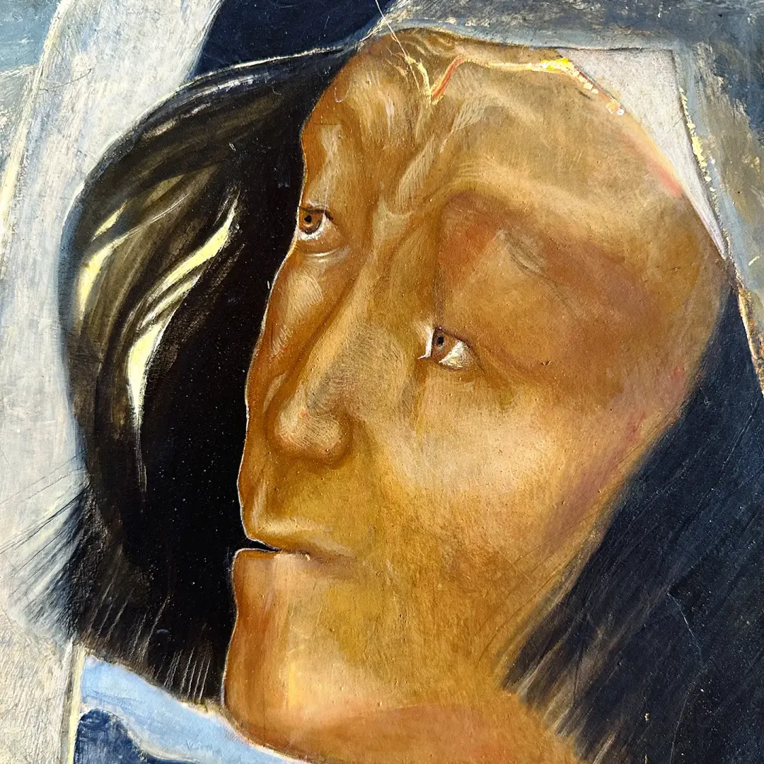 Герасим Антарин — Фонарщик, фрагмент (темпера и масло на дереве)