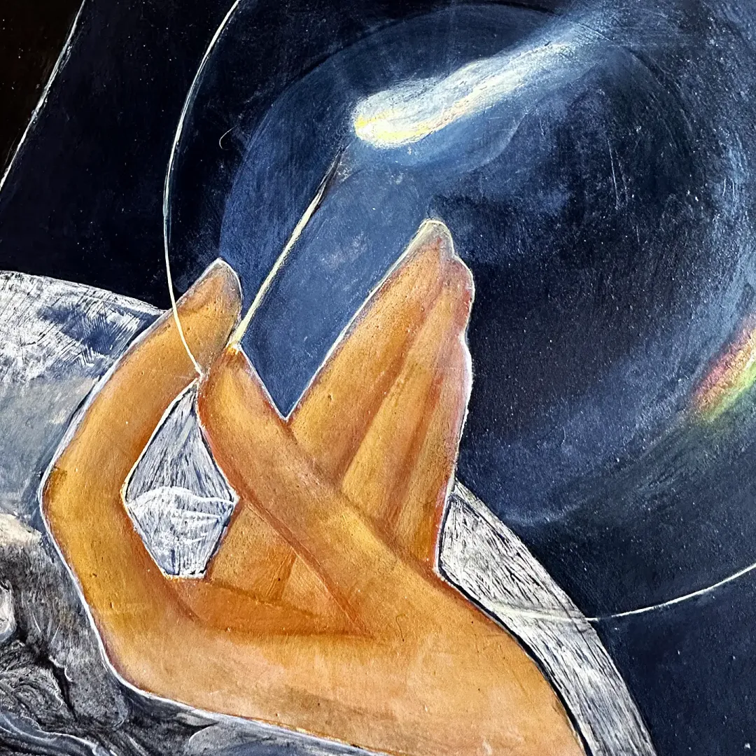 Герасим Антарин — Фонарщик, фрагмент (темпера и масло на дереве)