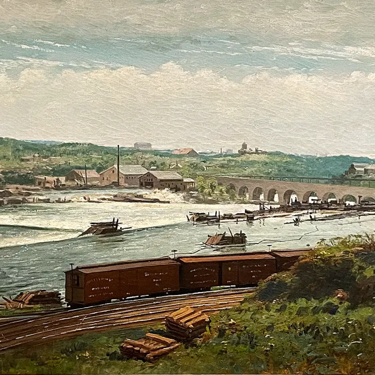Алексис Жан Фурнье — Мельничный водоём в Миннеаполисе, 1888 (холст, масло)