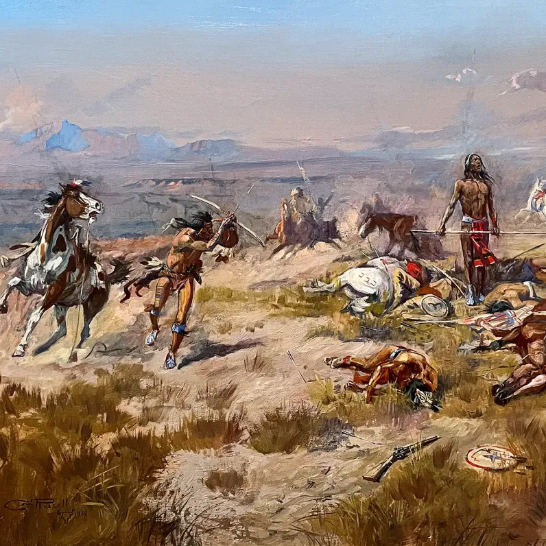 Чарльз М. Рассел — Песнь смерти Одинокого Волка, 1901 (холст, масло)