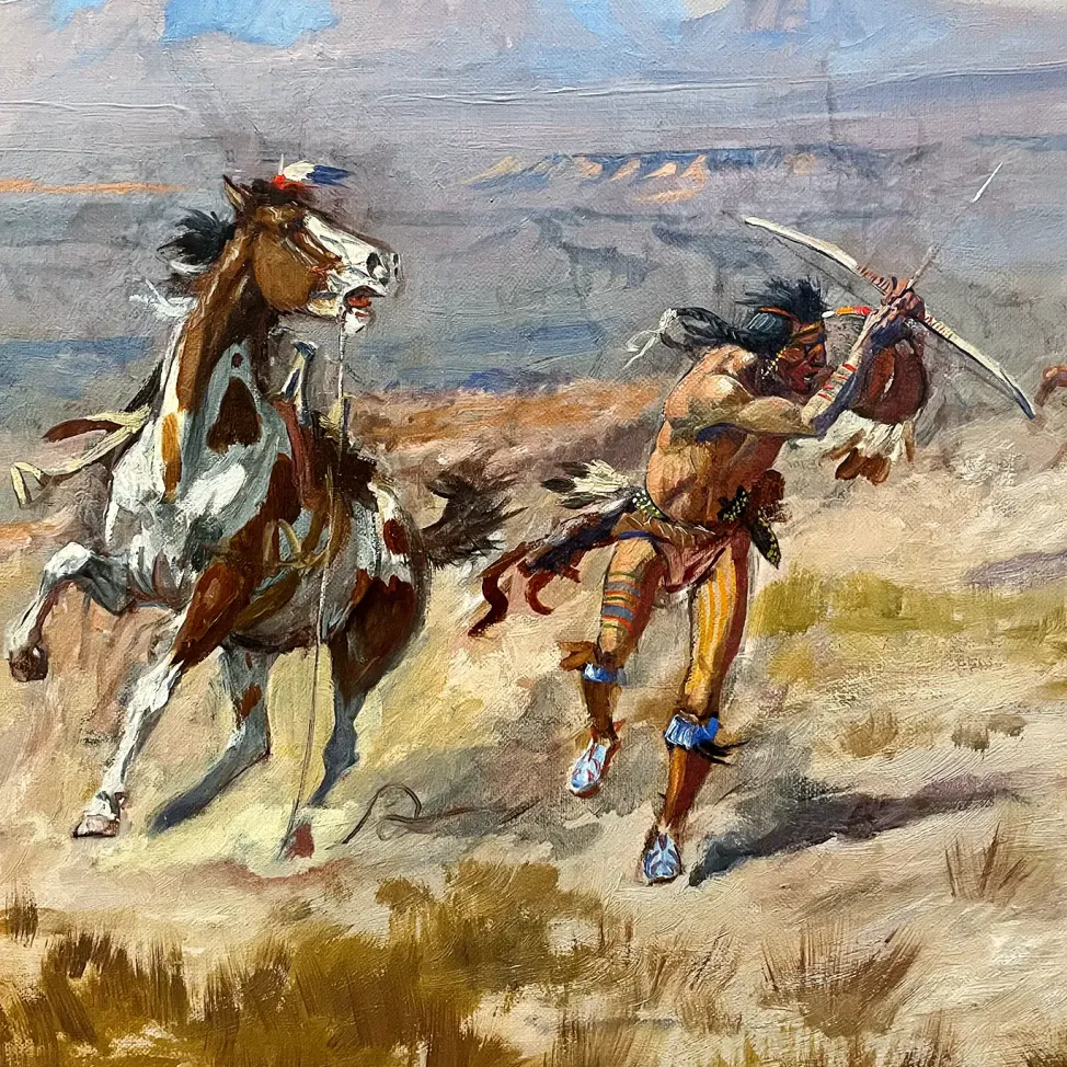 Чарльз М. Рассел — Песнь смерти Одинокого Волка, фрагмент 2, 1901 (холст, масло)