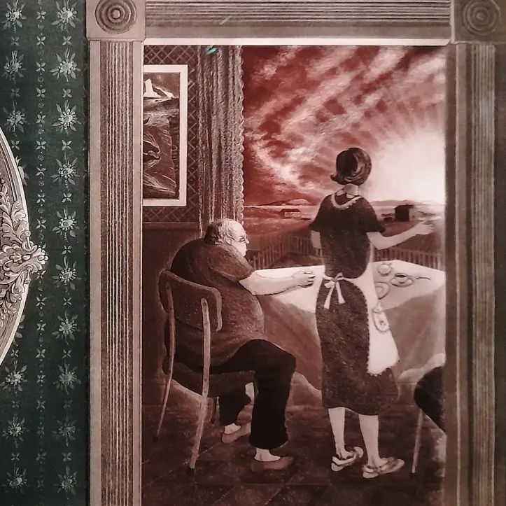 Дэвид Блэквуд — Дом тёти Герти Ханн в Уэсливилле 2, 1987 (графит и цветной карандаш на бумаге)