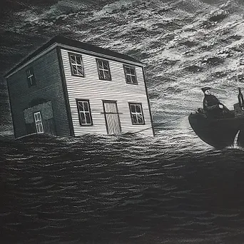 Дэвид Блэквуд — Переезд дяди Элая Гловера, 1982 (офорт и акватинта на бумаге)