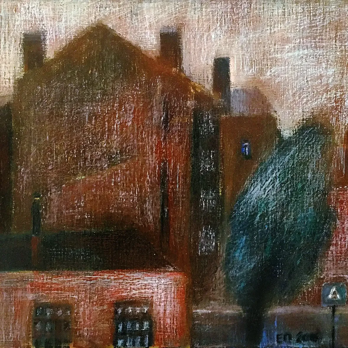 Екатерина Посецельская — Красный дом, 2014-2016 (холст, смешанная техника)