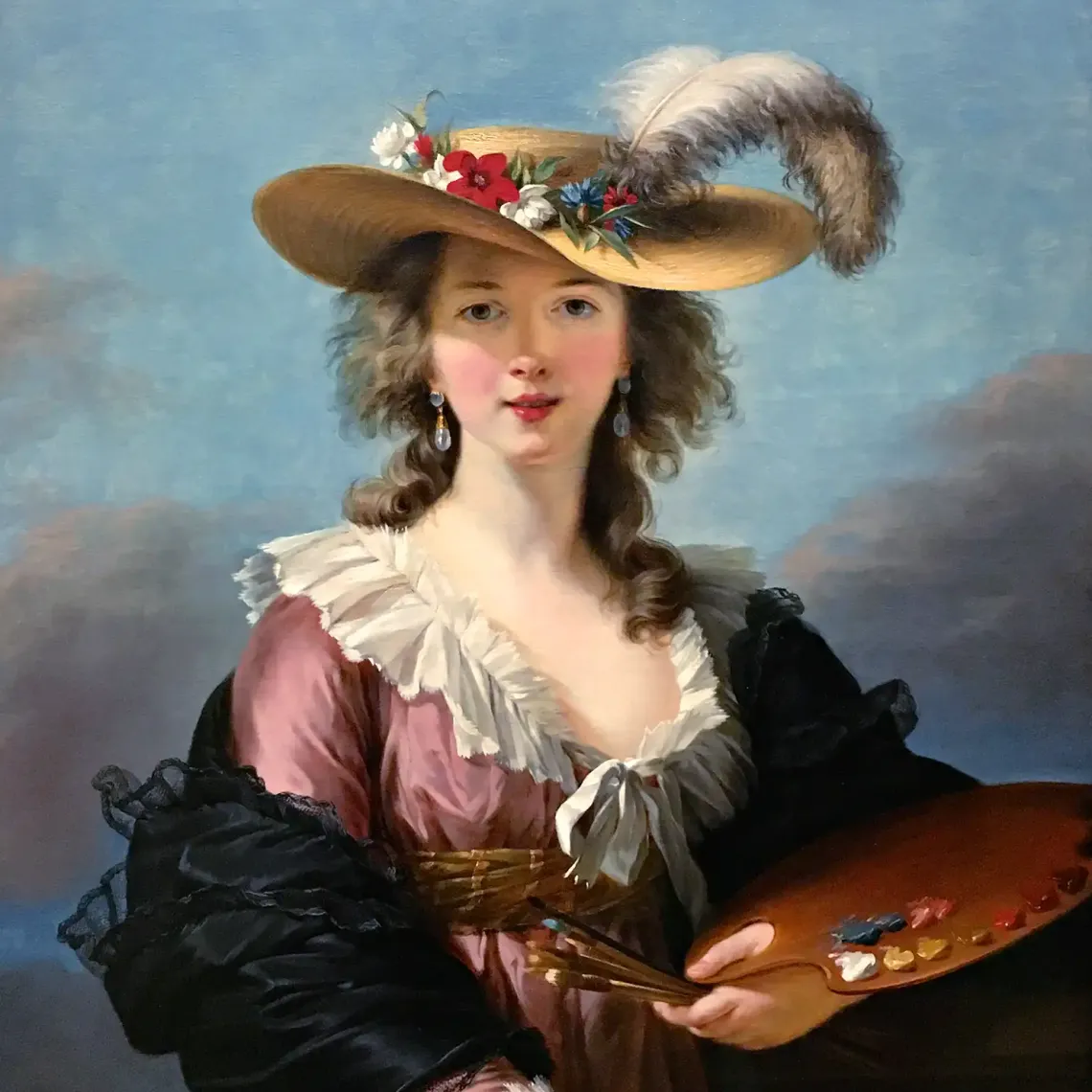 Элизабет Луиза Виже-Лебрен — Автопортрет в соломенной шляпе, 1782 (холст, масло)