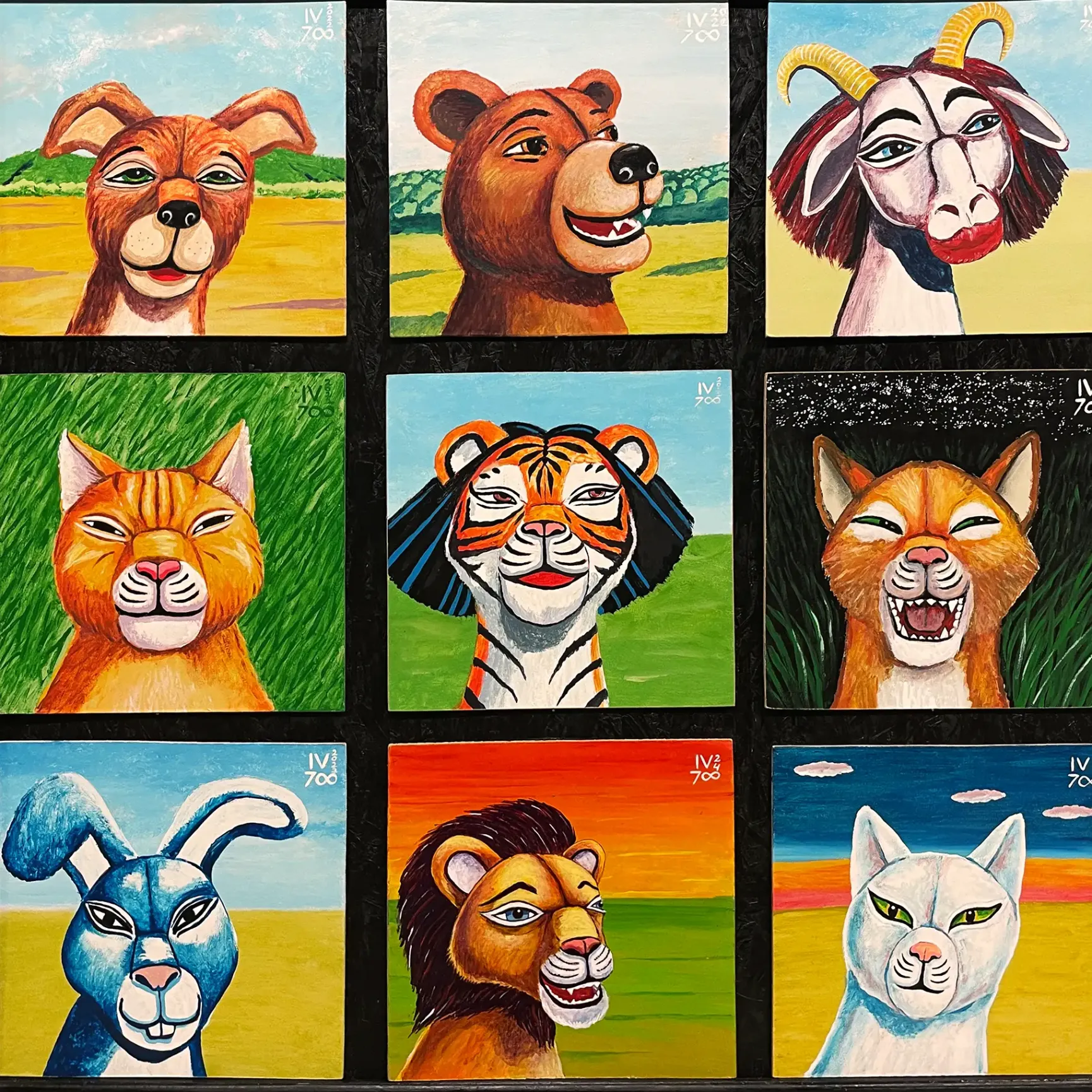 Игорь Васильев -- Портреты, 2022 (эмаль, картон)