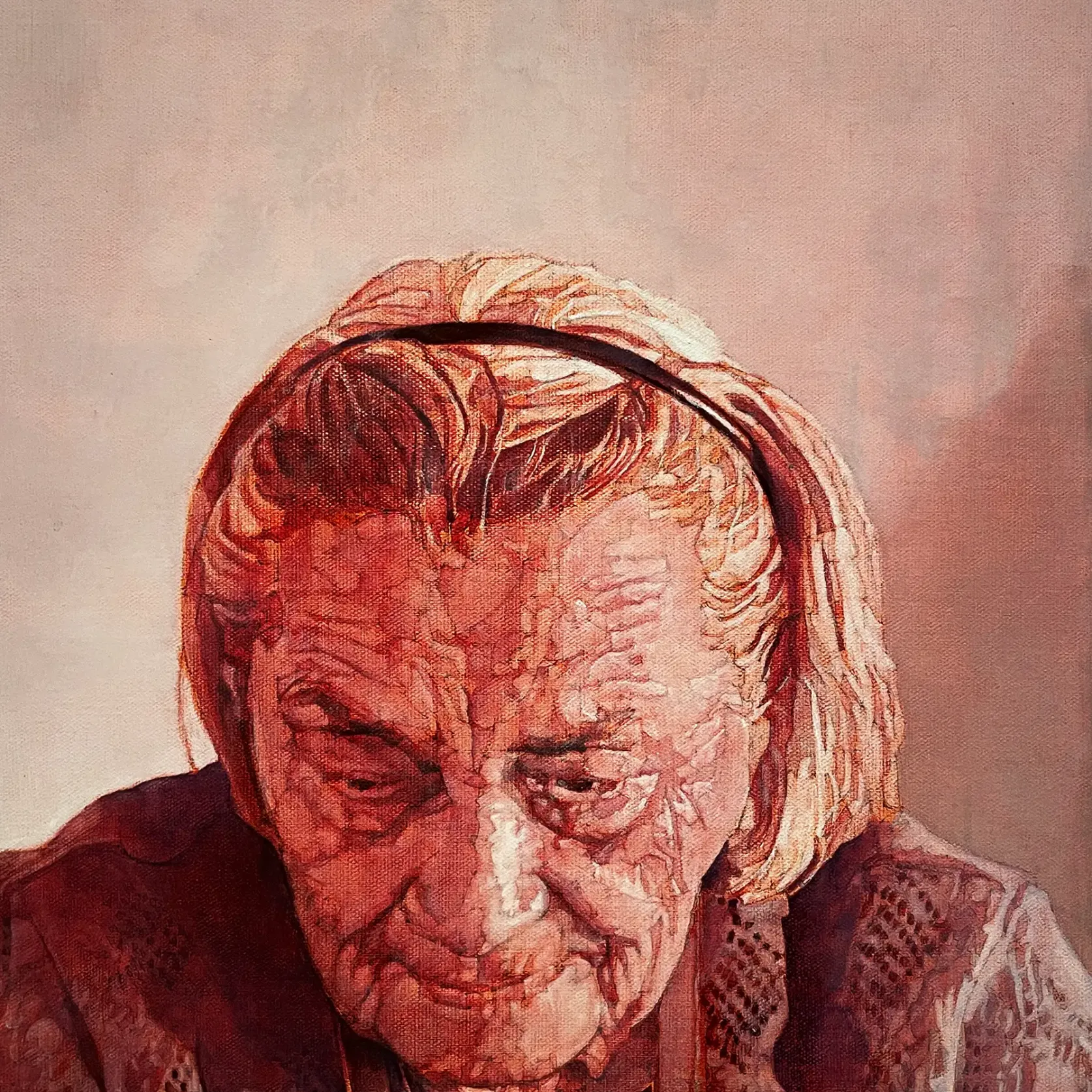 Йосси Марк — Портрет матери художника, 2012 (карандаш, акрил и масло на холсте, натянутом на деревянную основу)