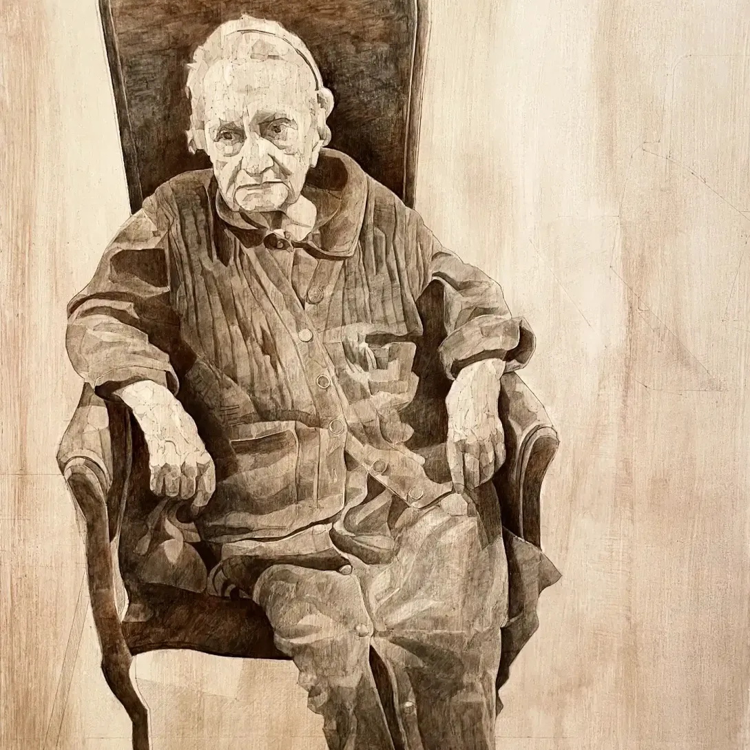 Йосси Марк — Сумерки, 2021 (карандаш и акрил на холсте, закреплённом на дереве)