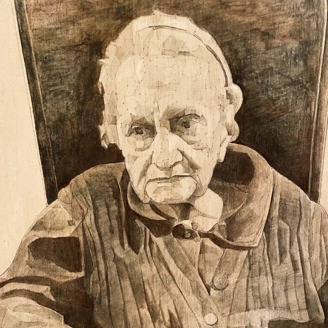 Йосси Марк — Сумерки, фрагмент, 2021 (карандаш и акрил на холсте, закреплённом на дереве)