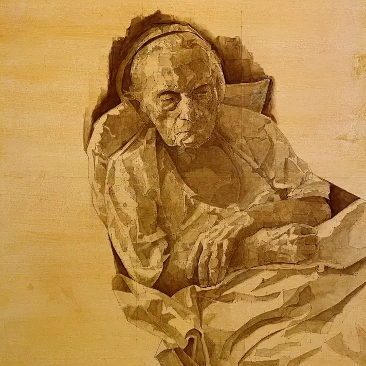 Йосси Марк— Эпилог 1, 2022 (карандаш, масло и акрил по холсту, натянутом на деревянную основу)