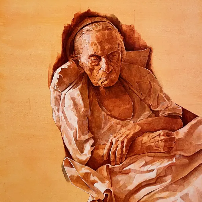 Йосси Марк — Эпилог 2, 2022 (карандаш, масло и акрил по холсту, натянутом на деревянную основу)