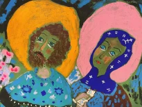 Катя Медведева — Вера дает жизнь, фрагмент, 2001 (холст, масло)