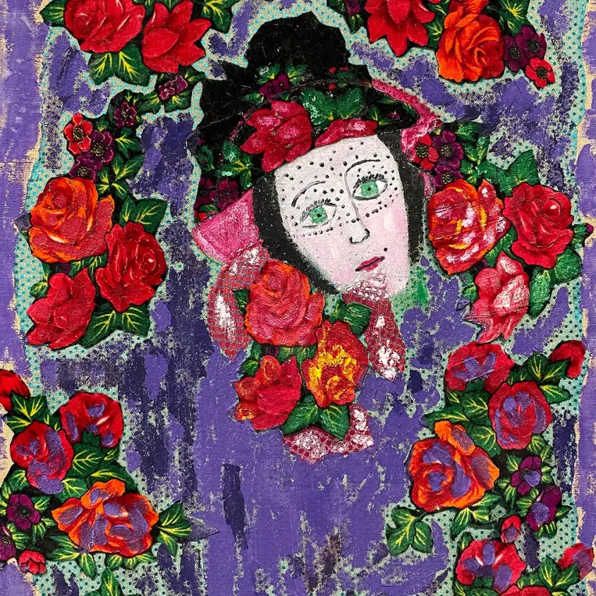 Катя Медведева — Прима. Майя Плисецкая, 2003 (холст, акрил, блестки, коллаж)