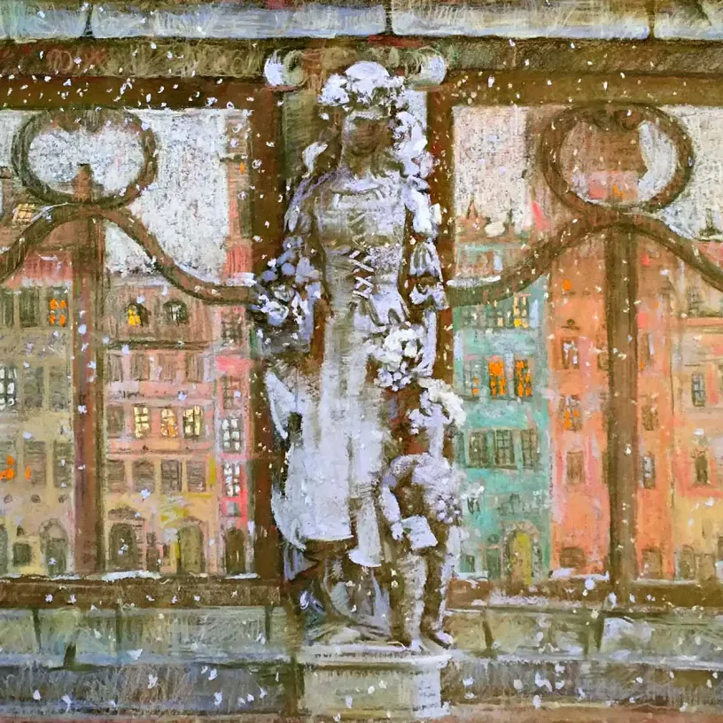 Анна Лапыгина — Зимняя Варшава, 2010 (бумага, пастель)