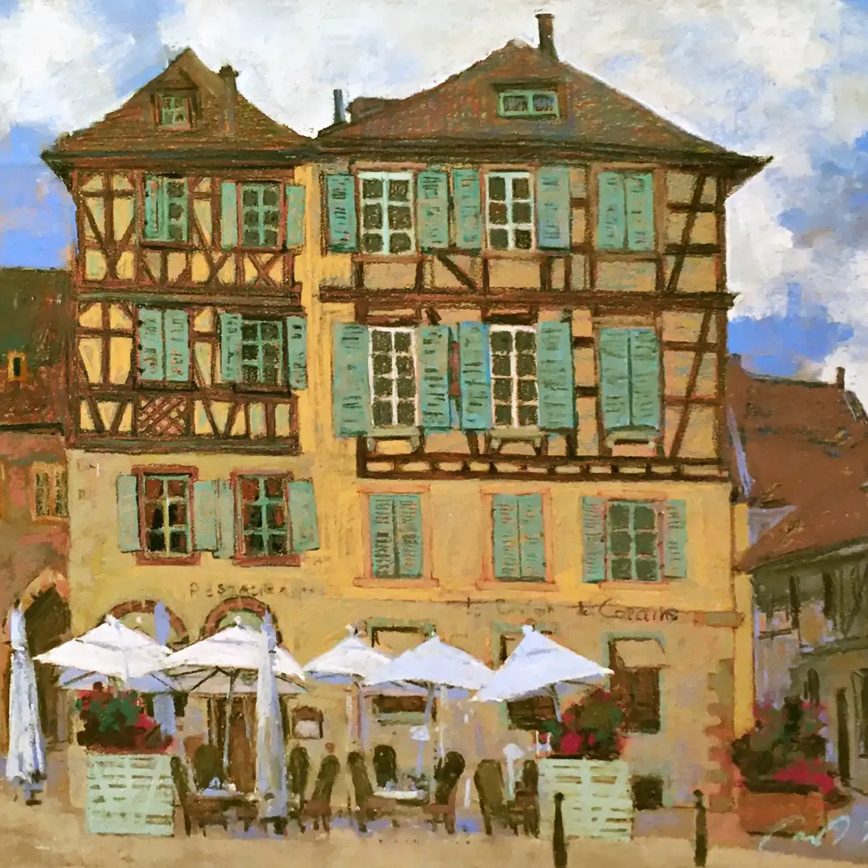 Анна Лапыгина — Кафе в Кольмаре, 2015 (бумага, пастель) copy