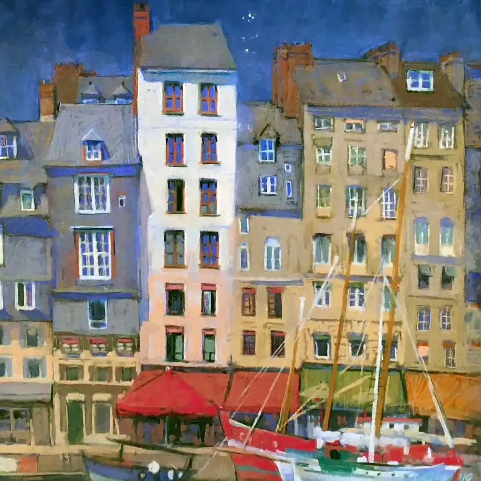 Анна Лапыгина — Онфлер. Нормандия. Набережная, 2019 (бумага, пастель)