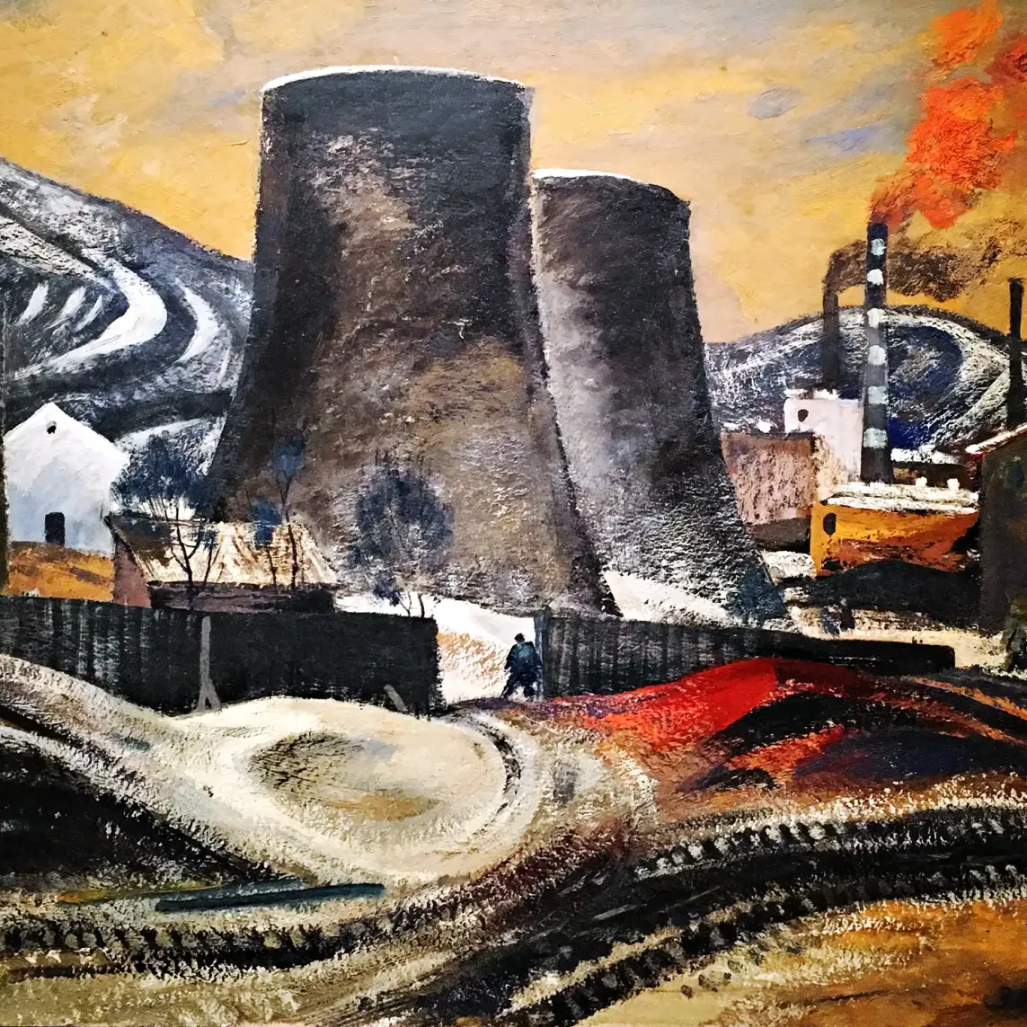 Михаил Звягин — Градирни, 1963 (картон, гуашь)