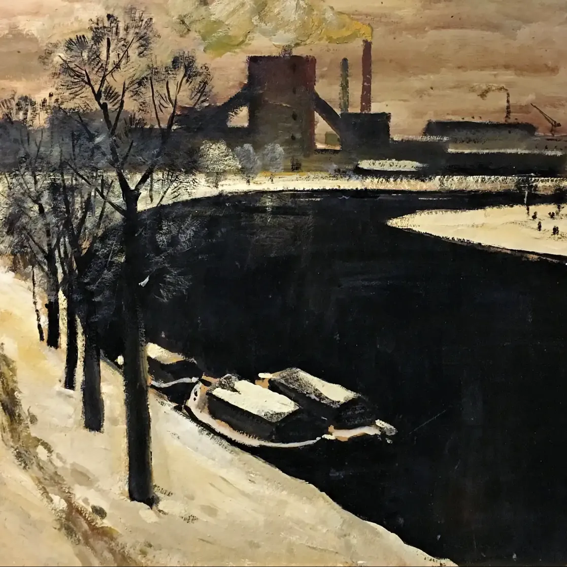 Михаил Звягин — Зимний день, 1964 (картон, гуашь)