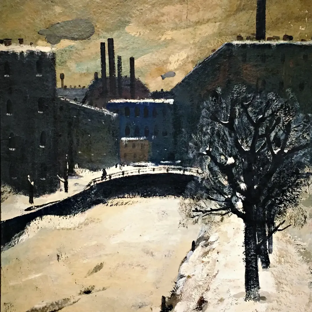 Михаил Звягин — Зимний день. Канал 1963 (картон, гуашь)