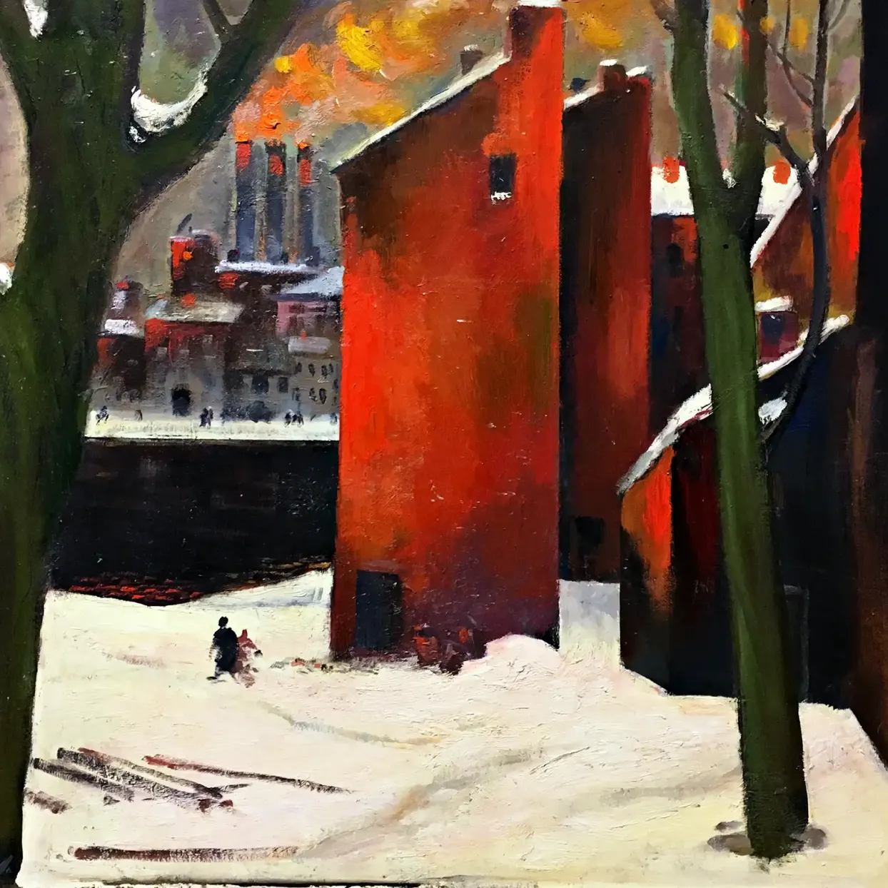 Михаил Звягин — Красные дома, 1980 (холст, масло)