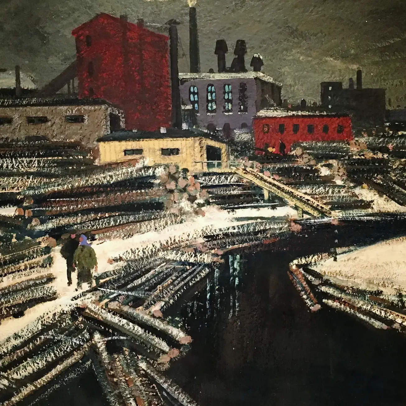 Михаил Звягин — Лесозавод, 1963 (картон, гуашь, темпера)