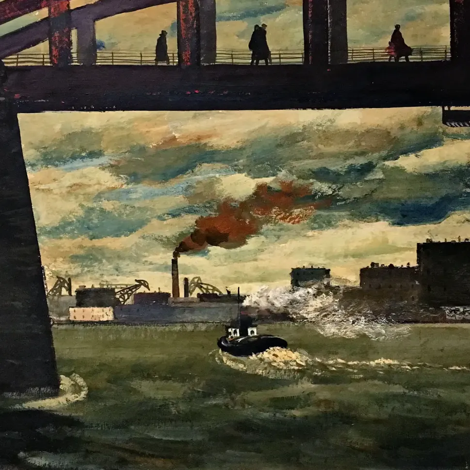 Михаил Звягин — Мост, 1970 (оргалит, темпера)