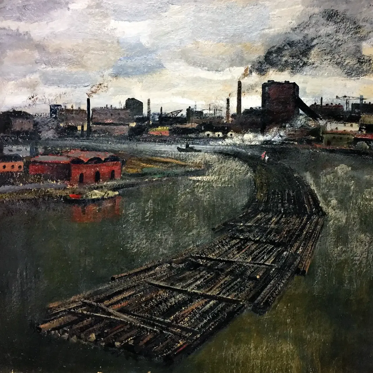 Михаил Звягин — Плоты гонят, 1964 (холст, масло)