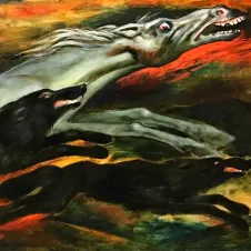 Михаил Звягин — Погоня, волки, 1963 (холст)