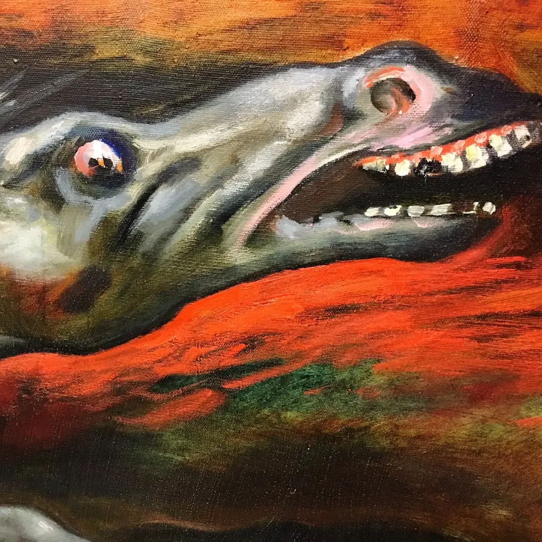 Михаил Звягин — Погоня, волки, фрагмент, 1963 (холст)