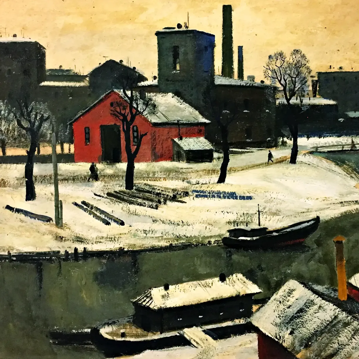 Михаил Звягин — Утро на канале, 1963 (картон, гуашь)