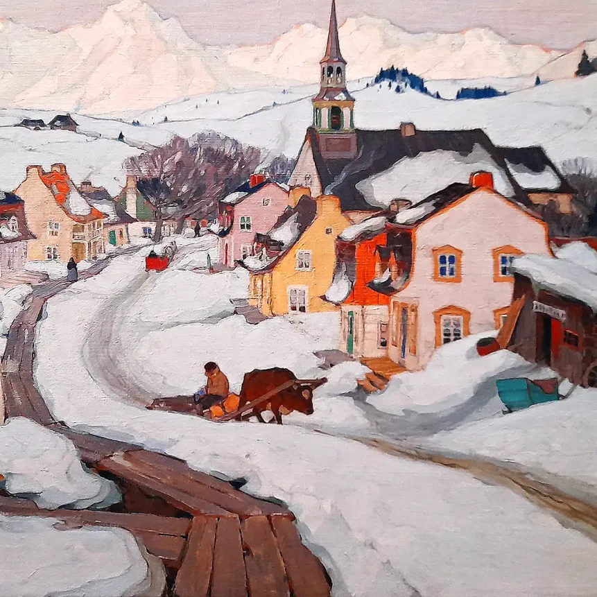 Кларенс Альфонс Ганьон — Деревня в Лаврентийских горах, 1925 (холст, масло)