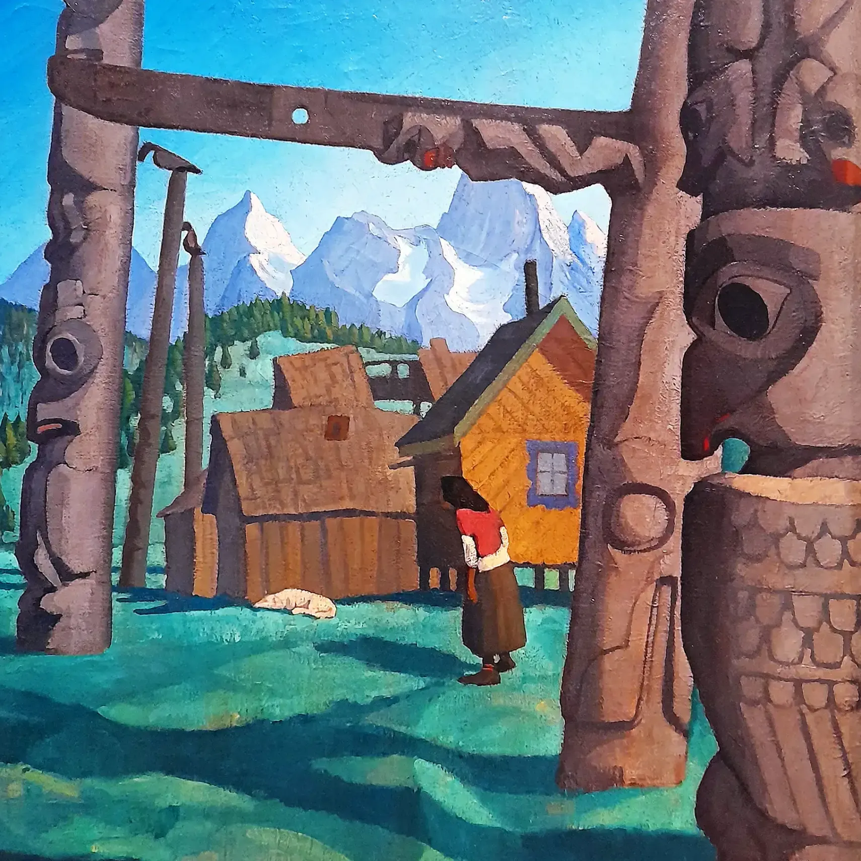 Эдвин Холгейт — Тотемные столбы, Гитсегукла, 1927 (холст, масло)